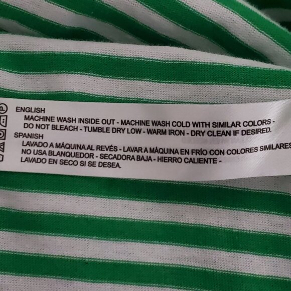 Denim & Flower Cotton Green White Striped "Lucky" St. Patrick's Day Top Size M - Picture 13 of 16